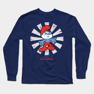 Papa Smurf Retro Japanese Long Sleeve T-Shirt